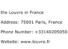 the Louvre in France Address Contact Number