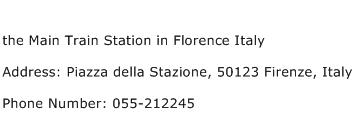 the Main Train Station in Florence Italy Address Contact Number