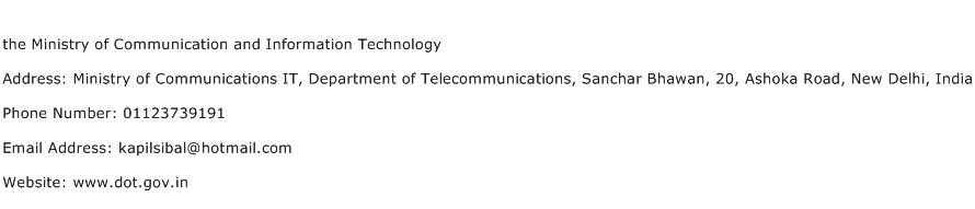the Ministry of Communication and Information Technology Address Contact Number
