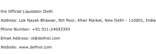 the Official Liquidator Delhi Address Contact Number