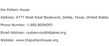 the Potters House Address Contact Number