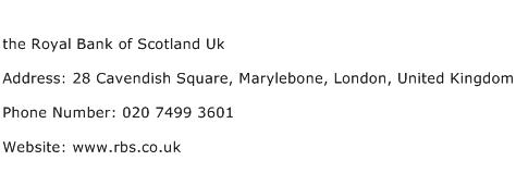 the Royal Bank of Scotland Uk Address Contact Number