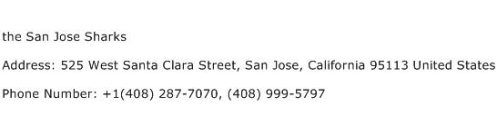 the San Jose Sharks Address Contact Number