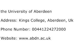 the University of Aberdeen Address Contact Number