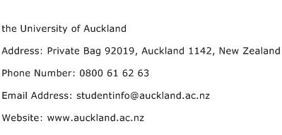 the University of Auckland Address Contact Number